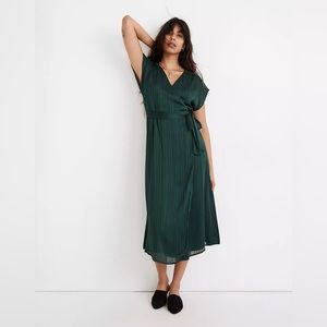 Madewell green wrap midi dress